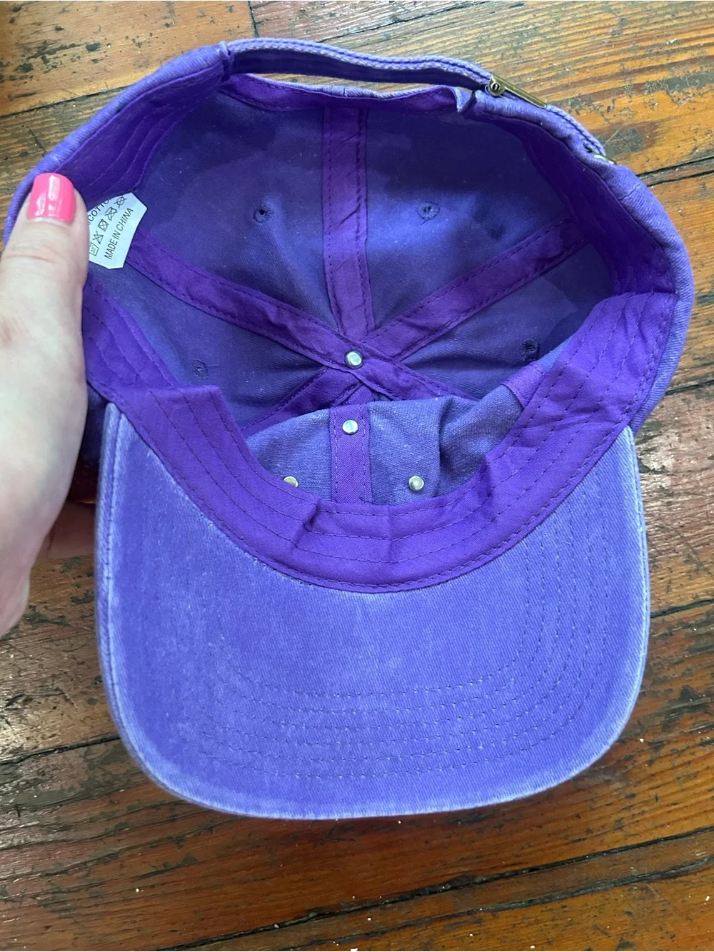 Upcycled distressed Louis Vuitton Purple Baseball Cap with Monogram patch